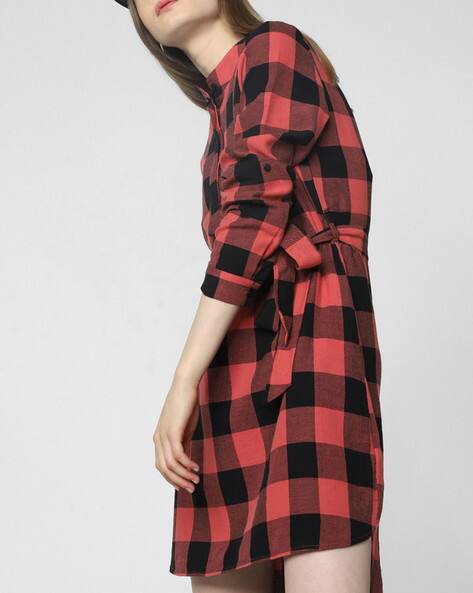 checked shift dress