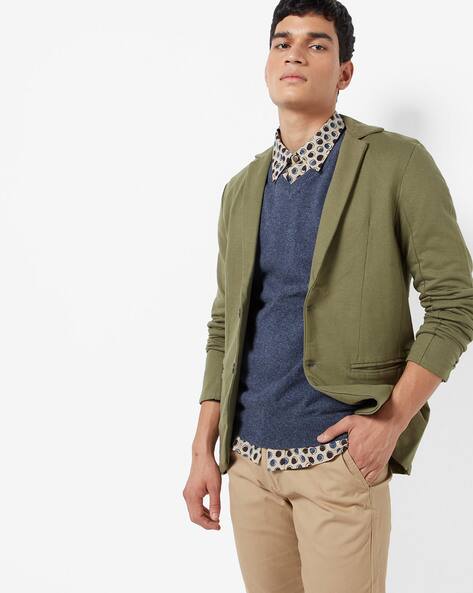 olive green blazer men