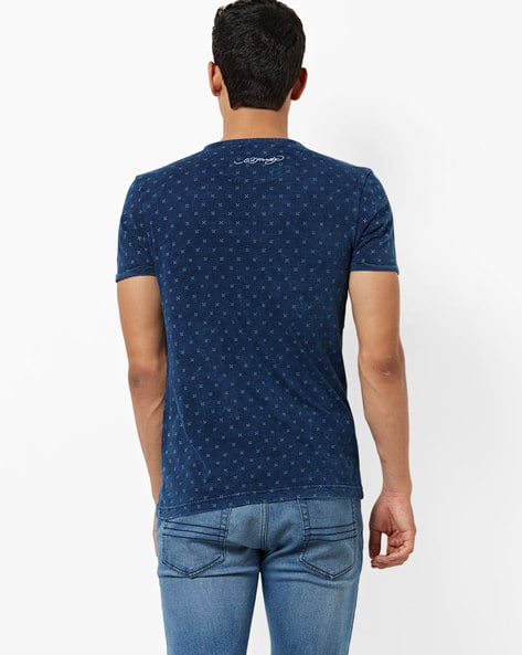 Cotton Micro Print Crew-Neck T-shirt (Image - 2)