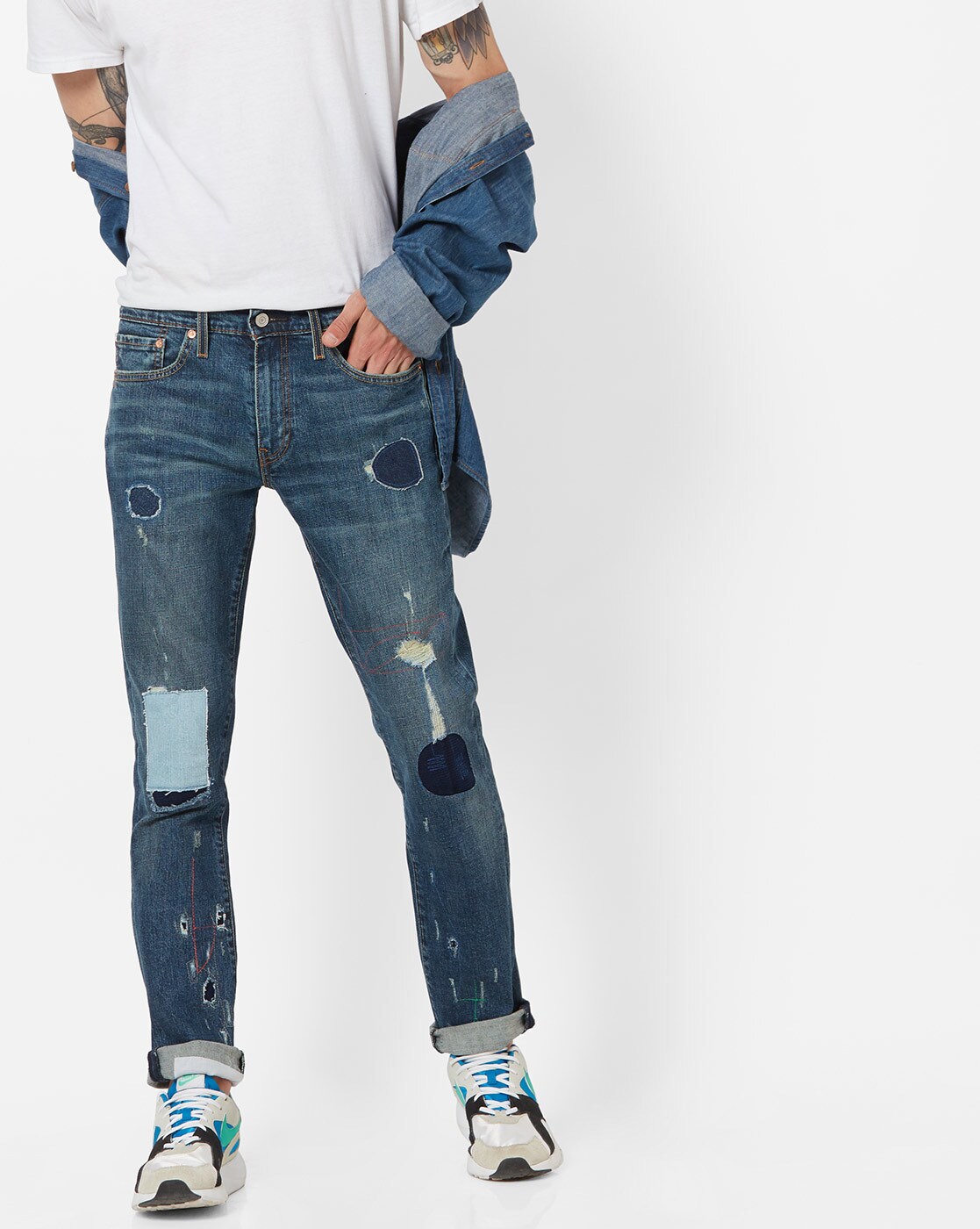 levi's 511 slim fit distressed jeans