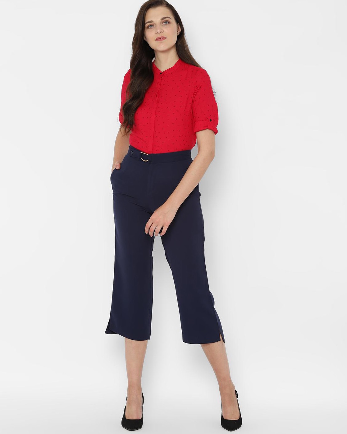 United Colors of Benetton Trousers and Pants  Buy United Colors of  Benetton Tencel Solid Below Knee Length Blue Women Trouser Online  Nykaa  Fashion