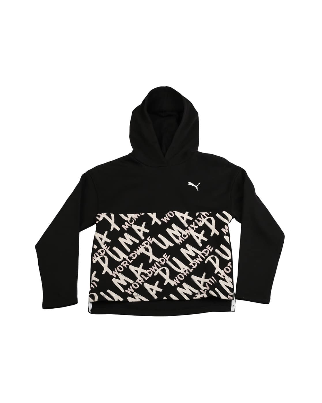 girls black puma hoodie