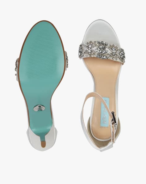 blue embellished sandals