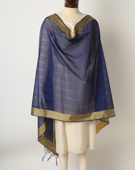Self-Striped Dupatta with Contrast Border Price in India