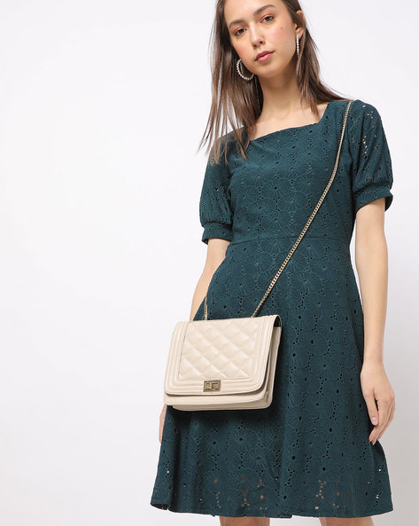 Textured Fit & Flare Dress