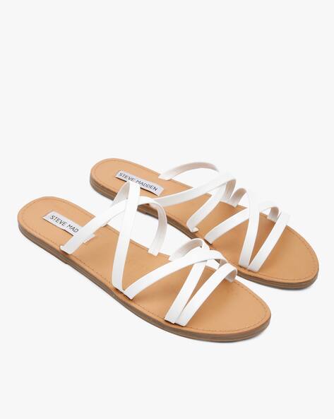 white strap sandals flat