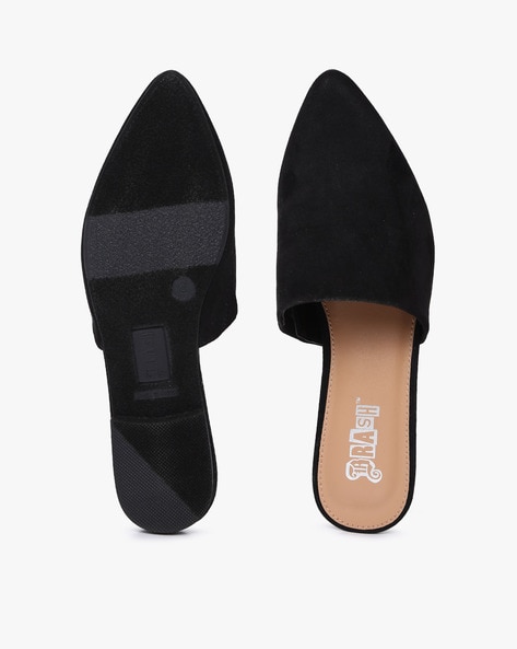 Black flat mule online slides