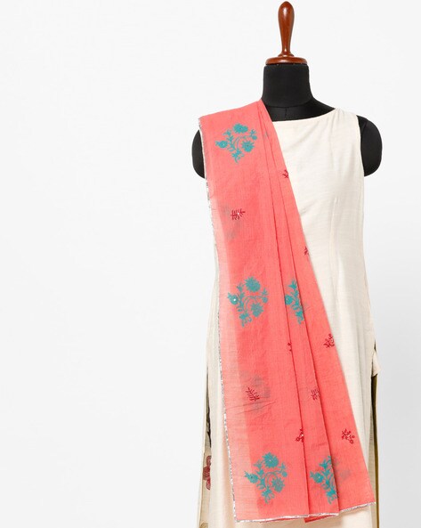 Placement Print Dupatta with Gota Border Price in India