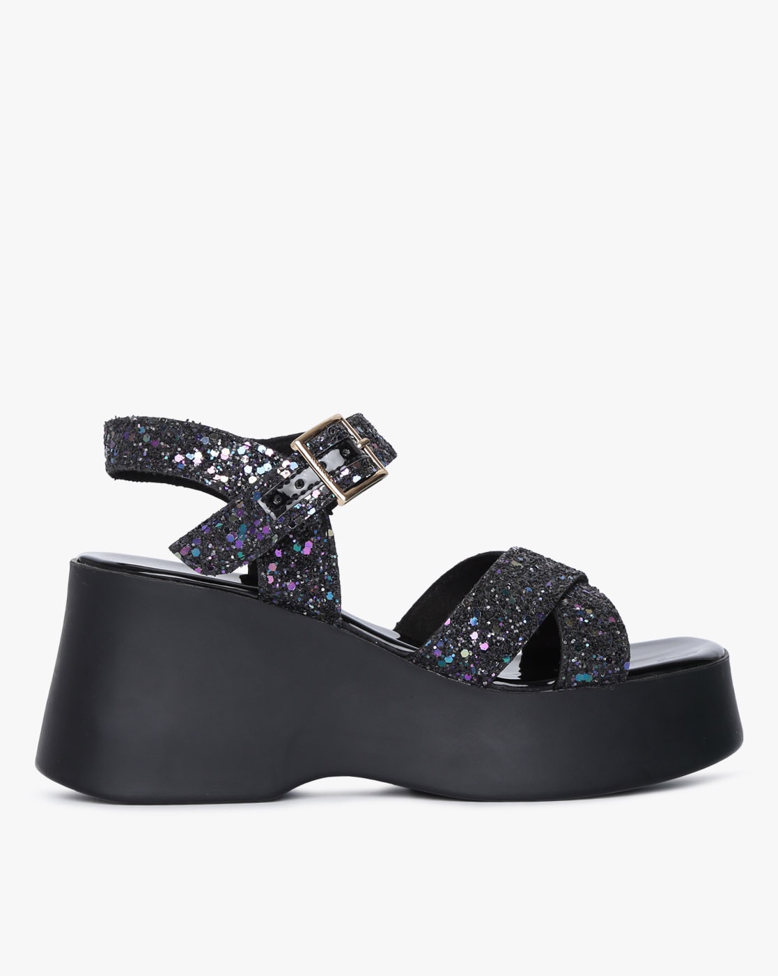 black strap platform heels