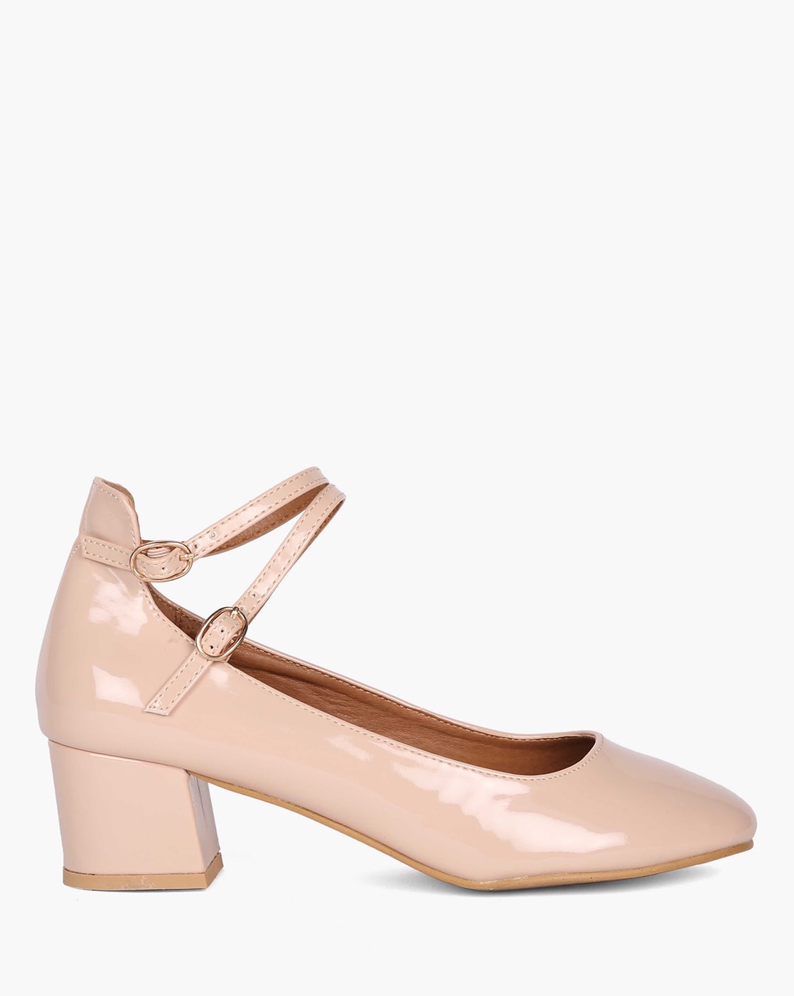 baby pink block heels