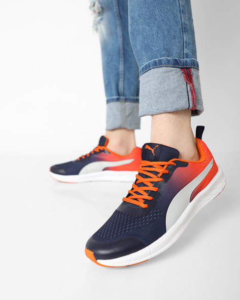 Buy Grey \u0026 Vibrant Orange Sports Shoes 