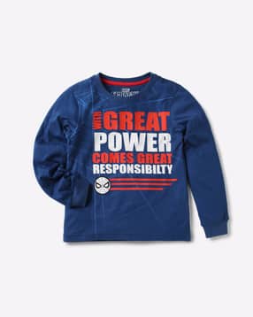 ajio Spider-Man Print Crew-Neck T-shirt-picture-2