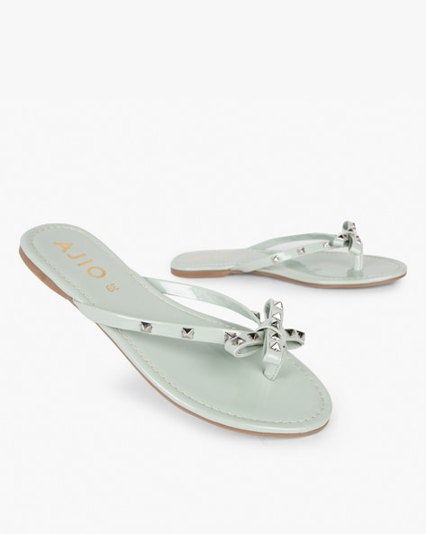 Studded bow flip flops hot sale