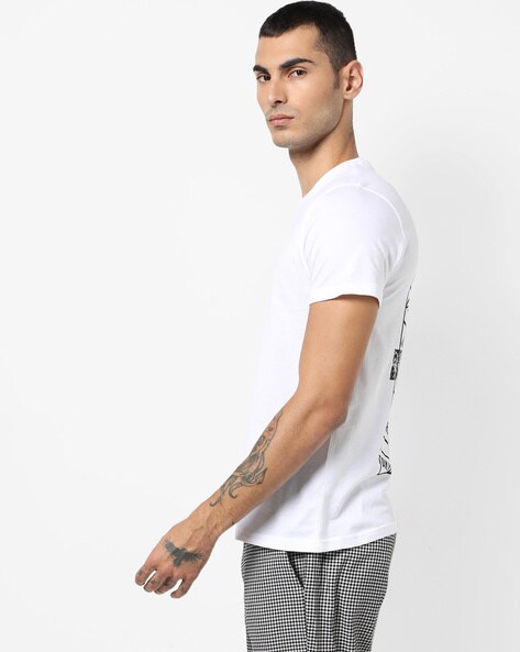 Buy online White Back Printed T-shirt from top wear for Men by