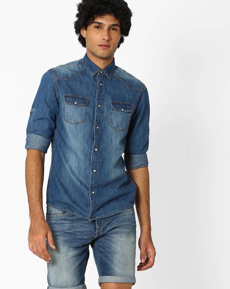 Jack & Jones LANGÄRMELIGES - Shirt - medium blue denim/blue denim -  Zalando.co.uk