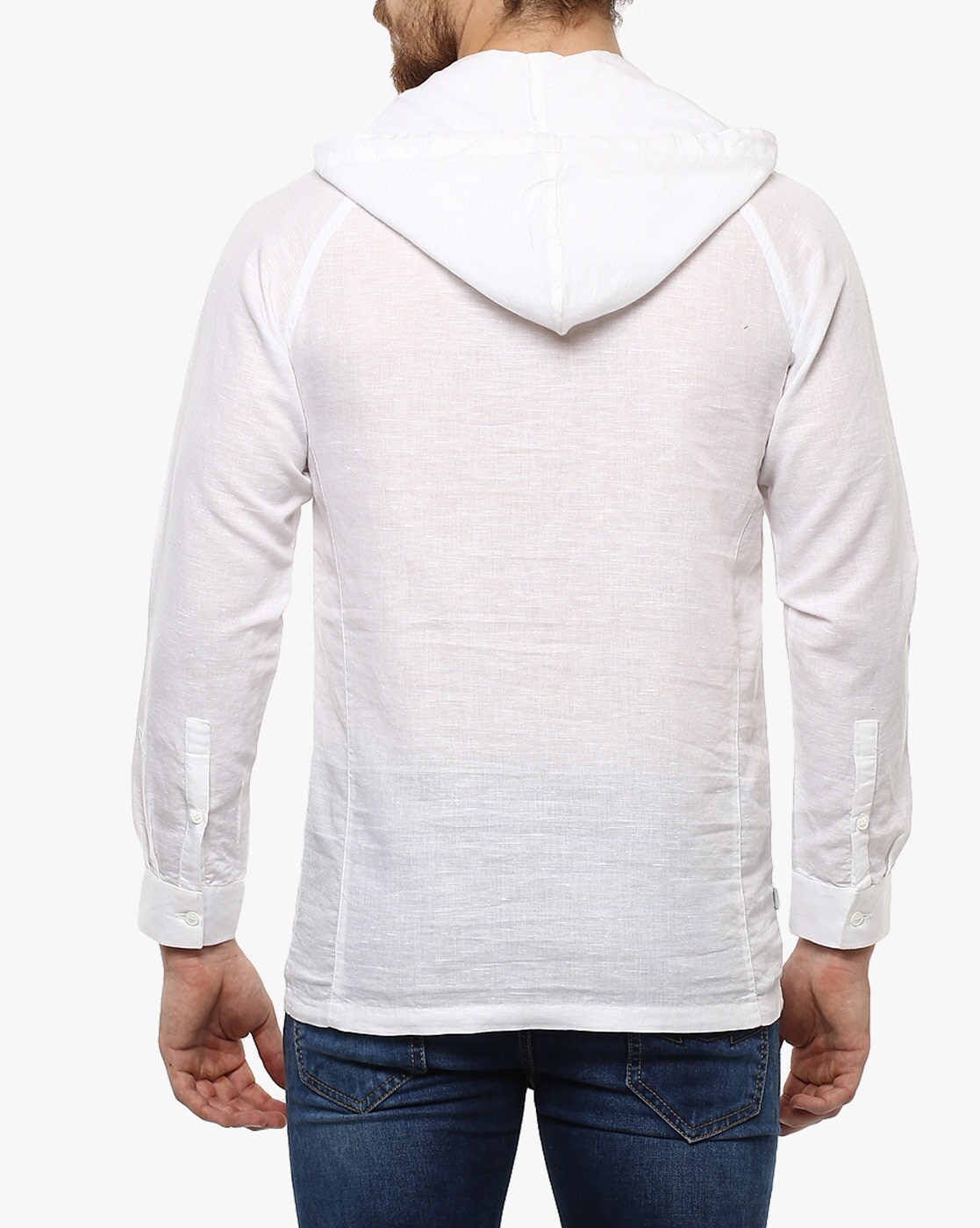mufti white hooded shirt