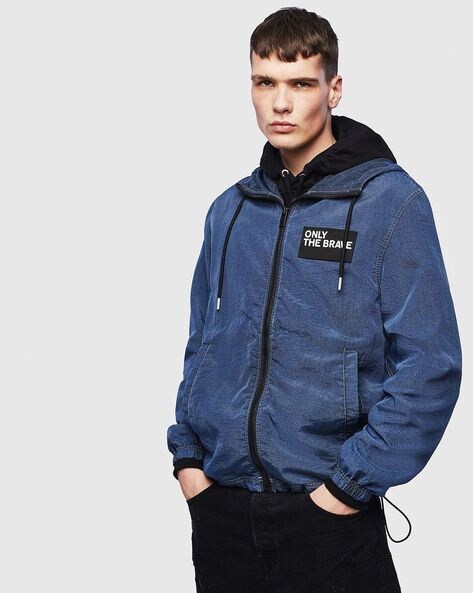 diesel blue hooded windbreaker