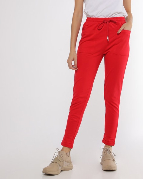 red track pants womens