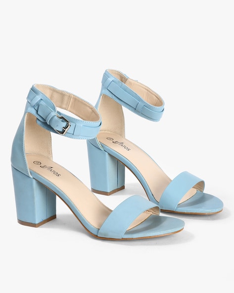 light blue chunky heels