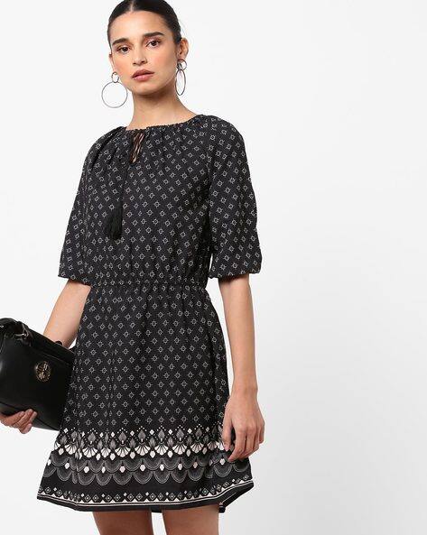 Sera Printed Dress with Tie-Up