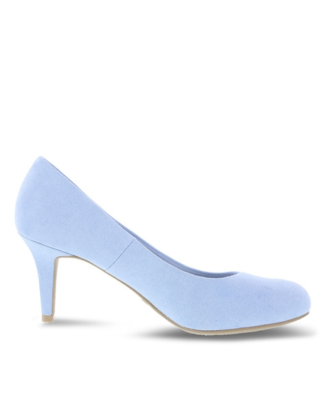 blue kitten heel pumps