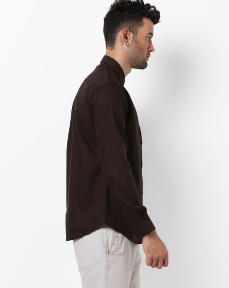 Gucci Dark Brown Cotton Point Collar Slim Fit Dress Shirt, $340 | Bluefly |  Lookastic