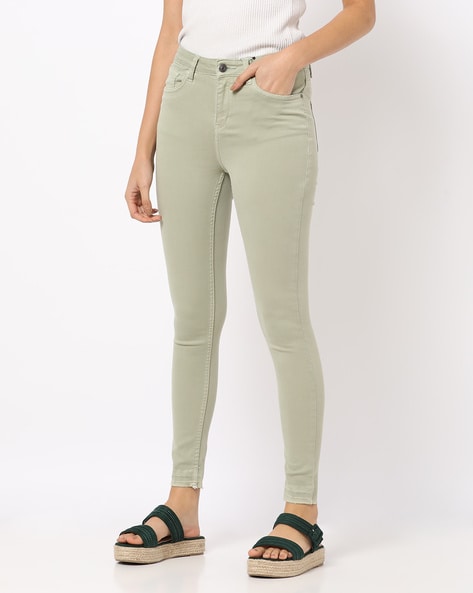olive green jeans womens