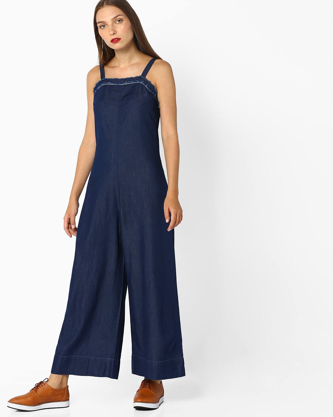 denim strappy jumpsuit