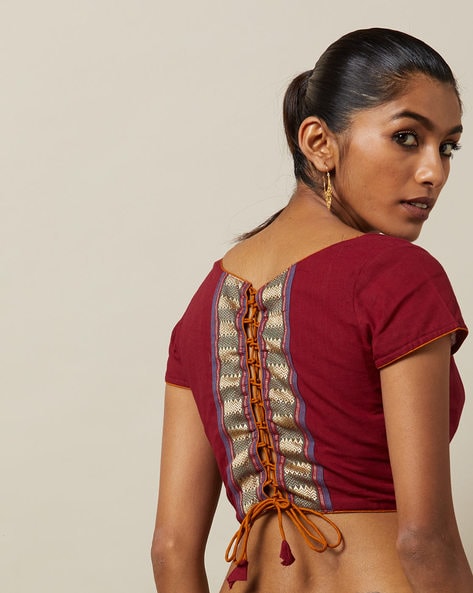 blouse back neck designs with border