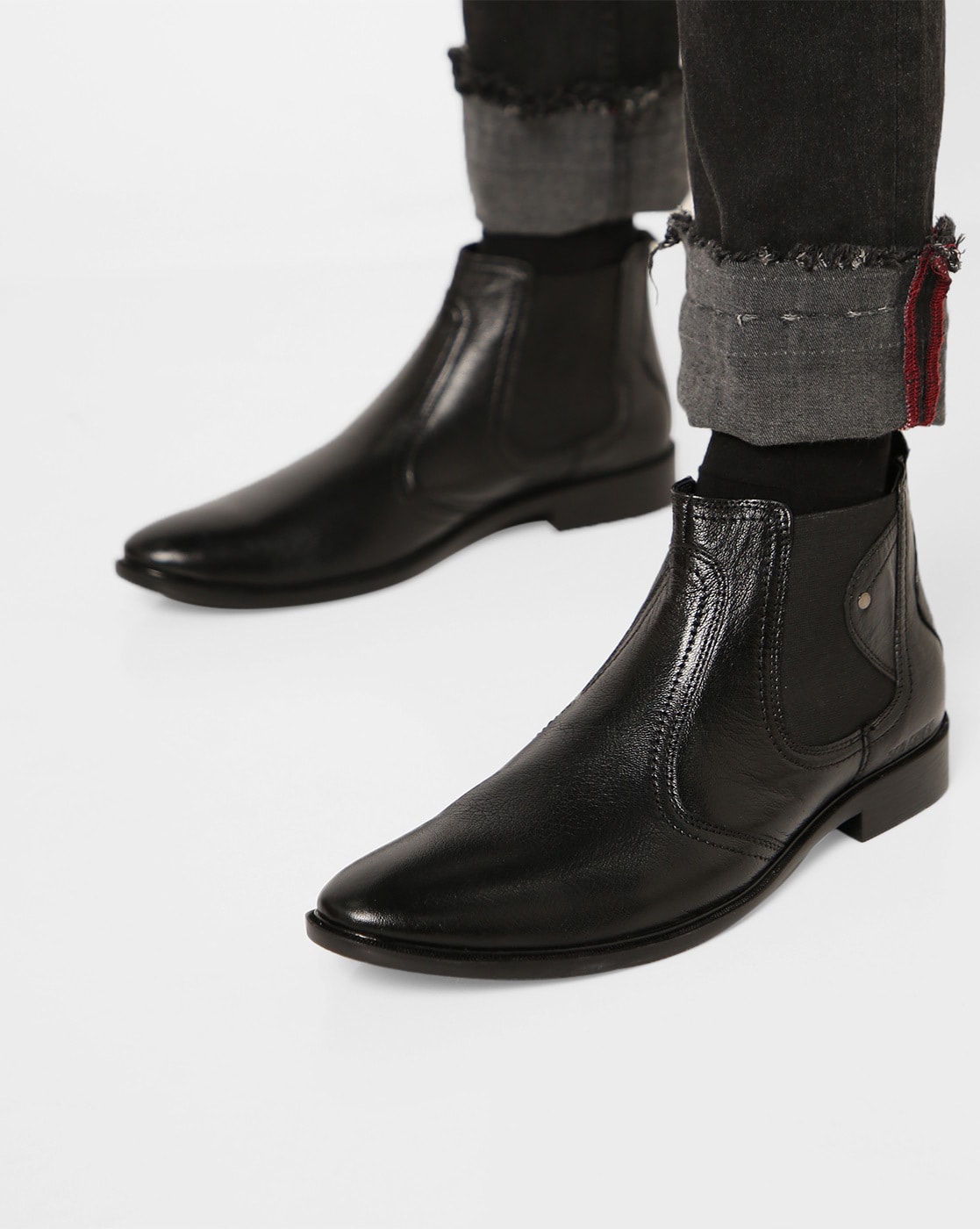 red chief black boot shoes