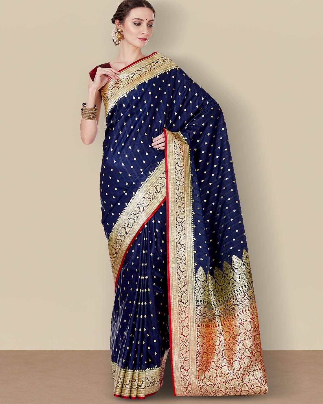 Trendy Royal Blue Banarasi Silk Saree|SARV113064