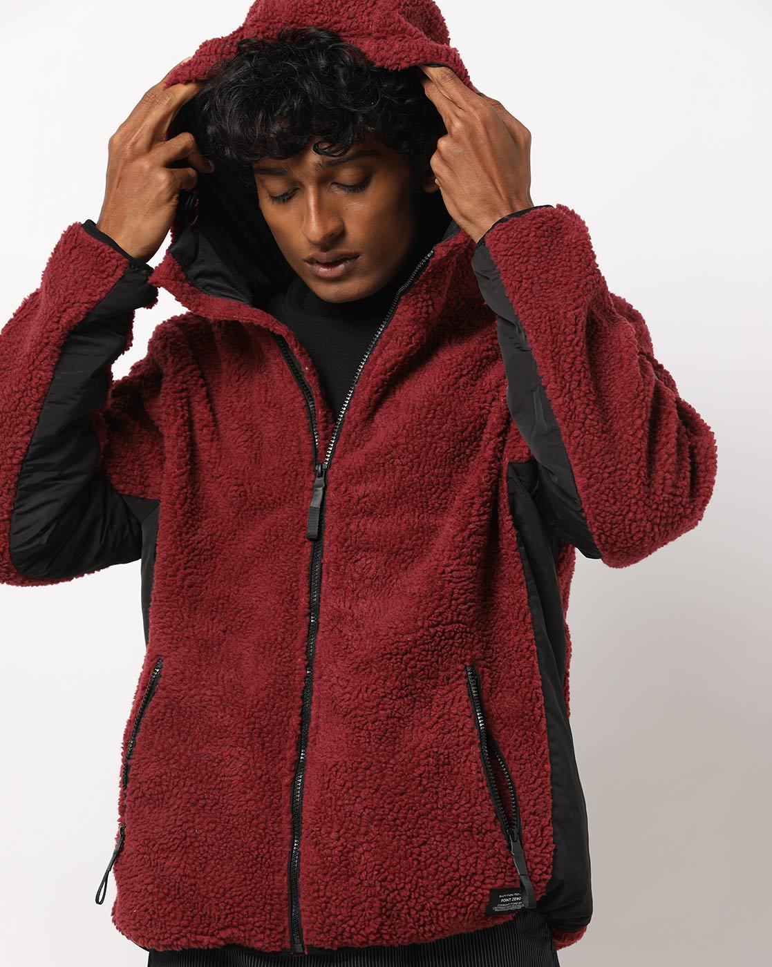 red sherpa hoodie