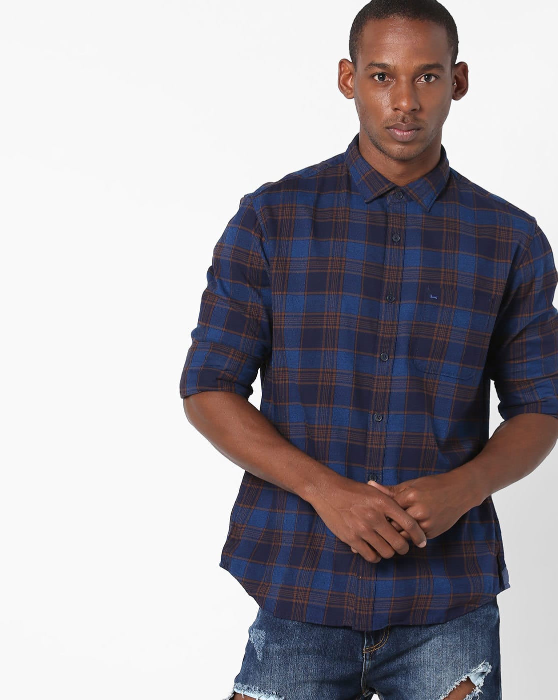 Buy Brown \u0026 Blue Shirts for Men by 
