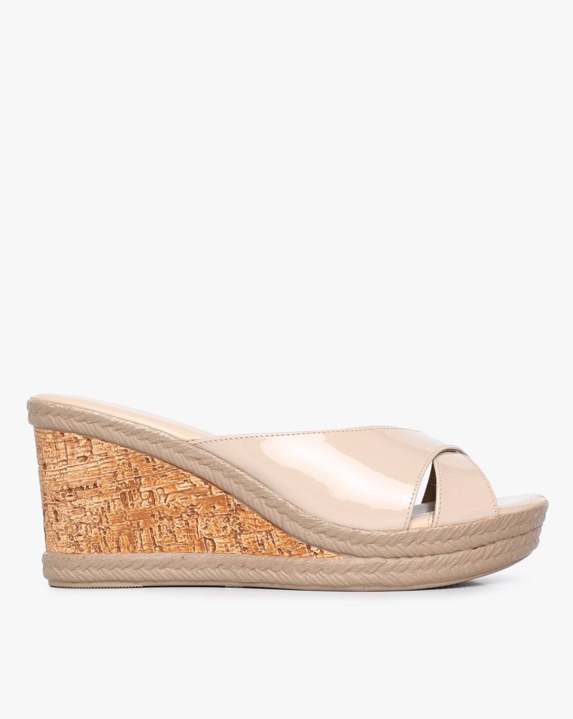 cream closed toe wedges