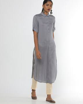 jaipur kurti Collared Straight Kurta with Pants Set-picture-3