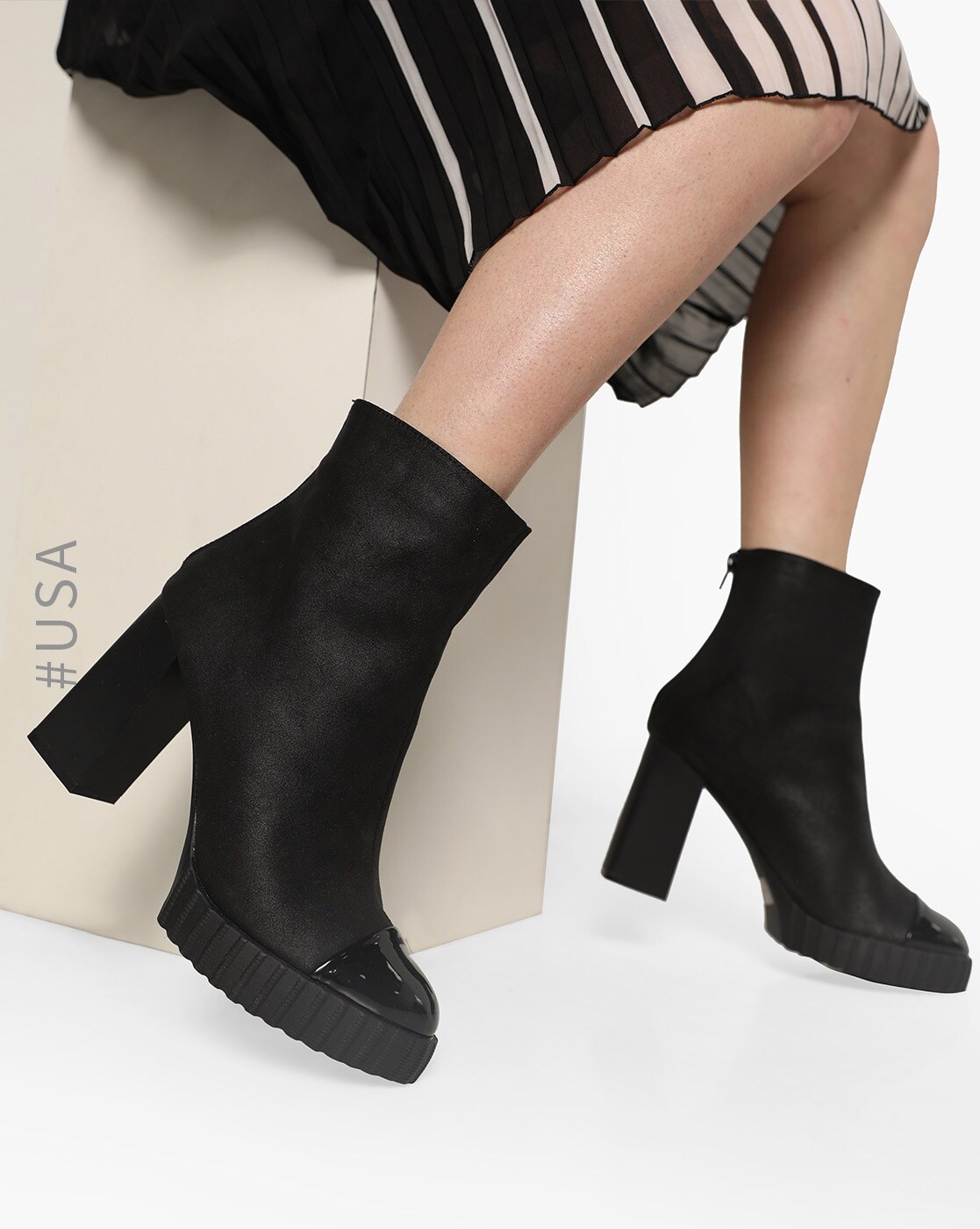 qupid black ankle boots