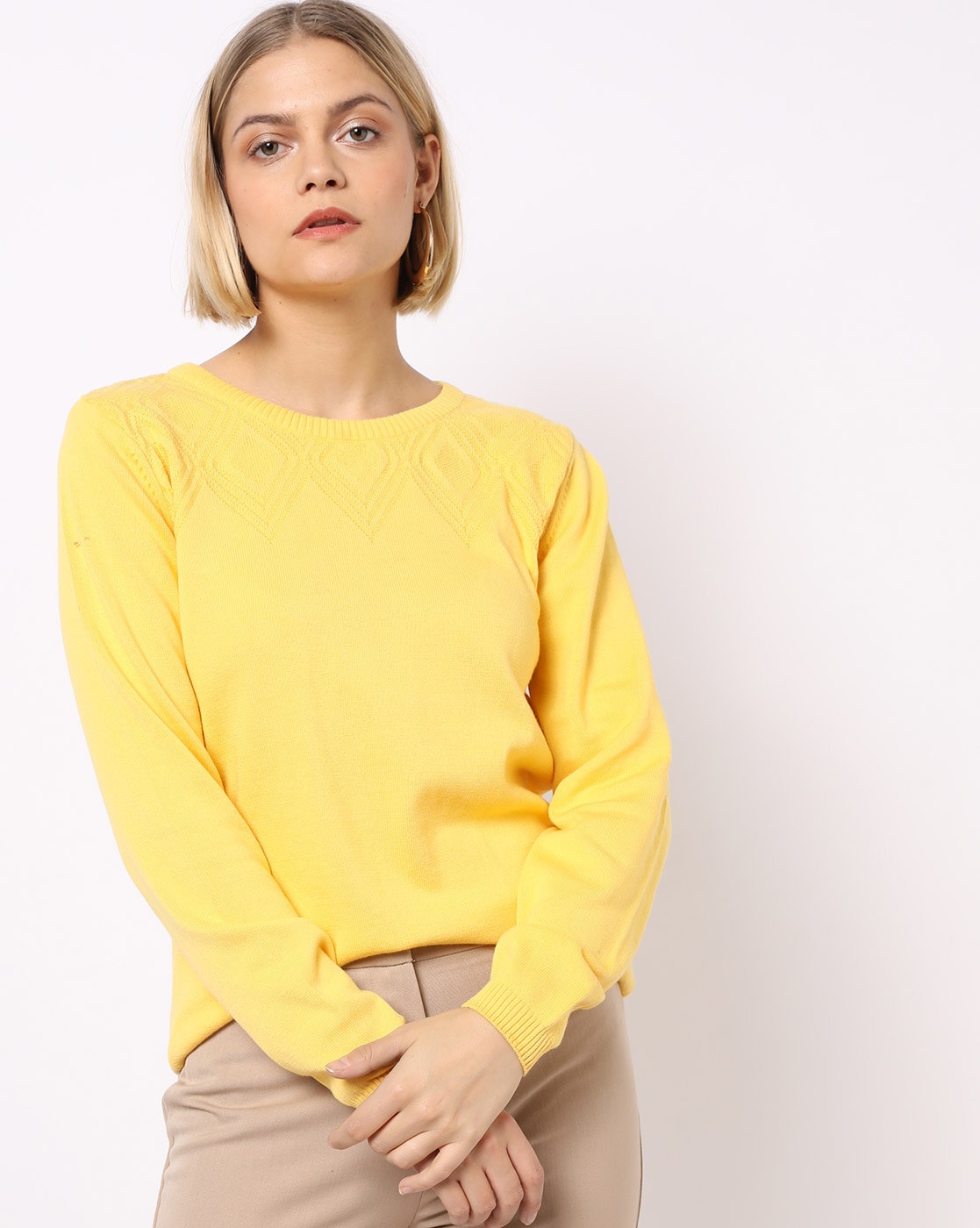 yellow full sleeves t shirt for womens