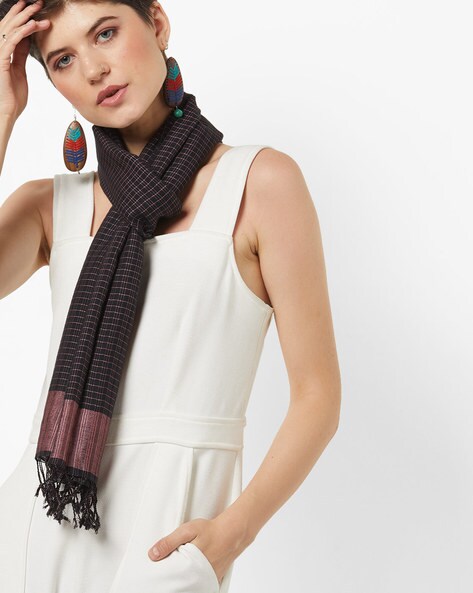Checked Scarf with Taselled Edges Price in India