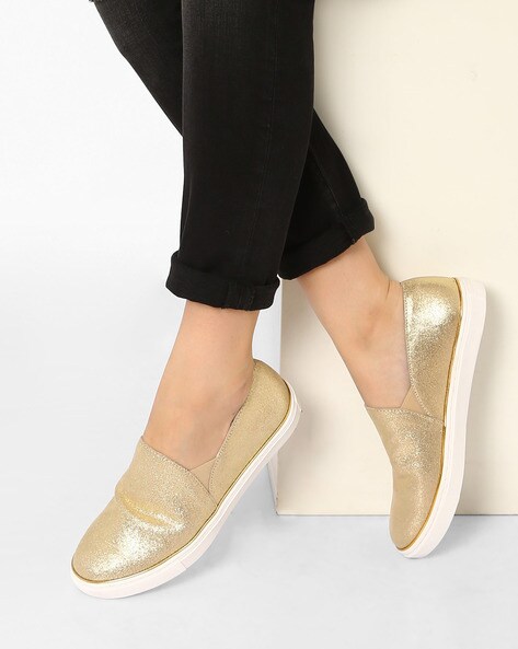 steve madden gold slip ons