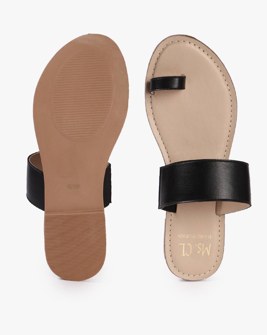 Toe-Ring Slip-On Flat Sandals