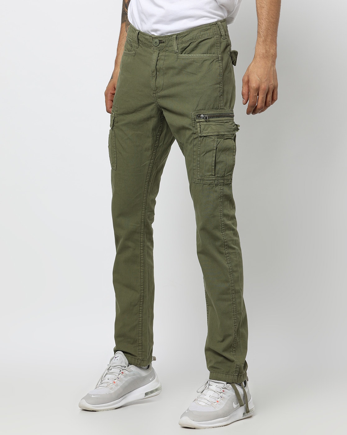 Buy Pale Olive Dual Pocket Cargo Joggers Online in India Beyoung