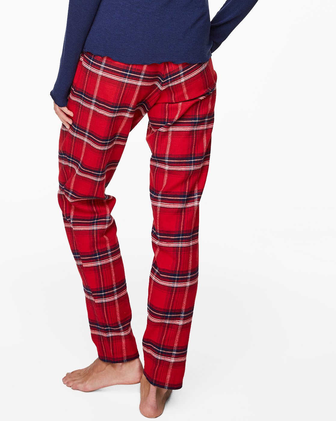 Red Tie Waist Check Pj Trousers