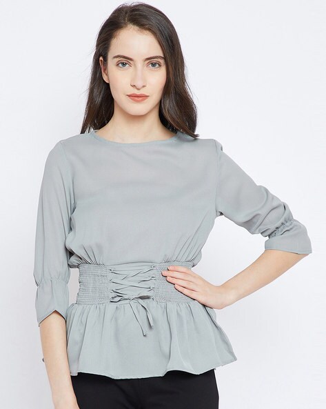 Peplum Top with Tie-Up