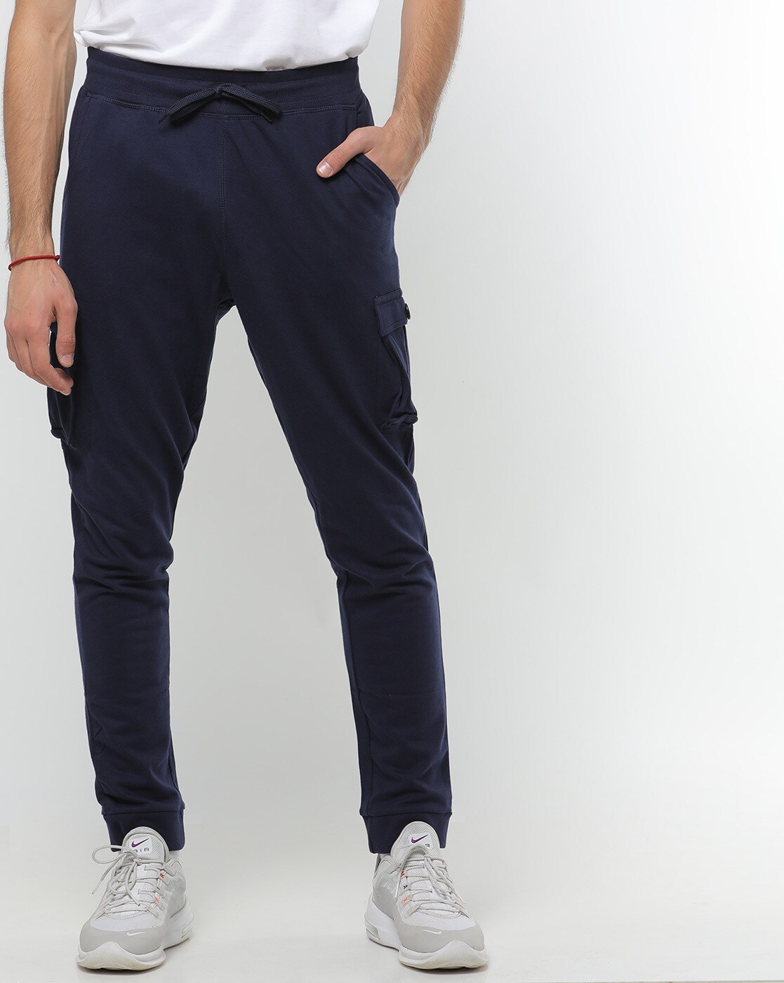 navy blue cargo joggers mens