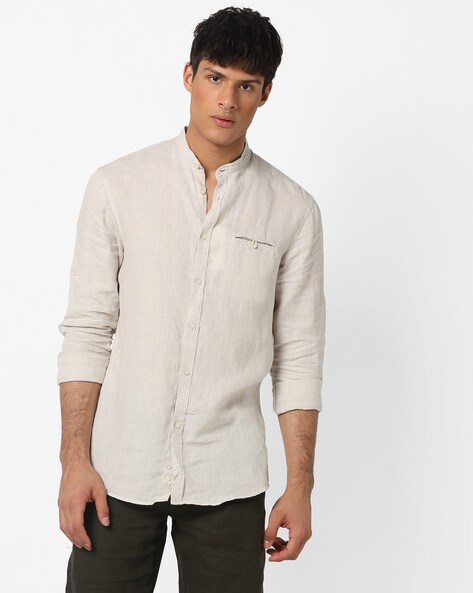 beige shirt outfit mens