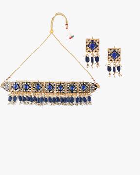 Buy Navy Blue Gold-Toned FashionJewellerySets for Women by ZOBBY