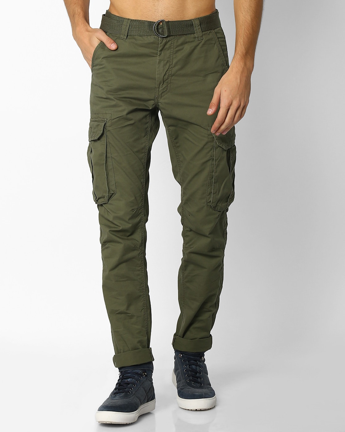mens green skinny cargo pants
