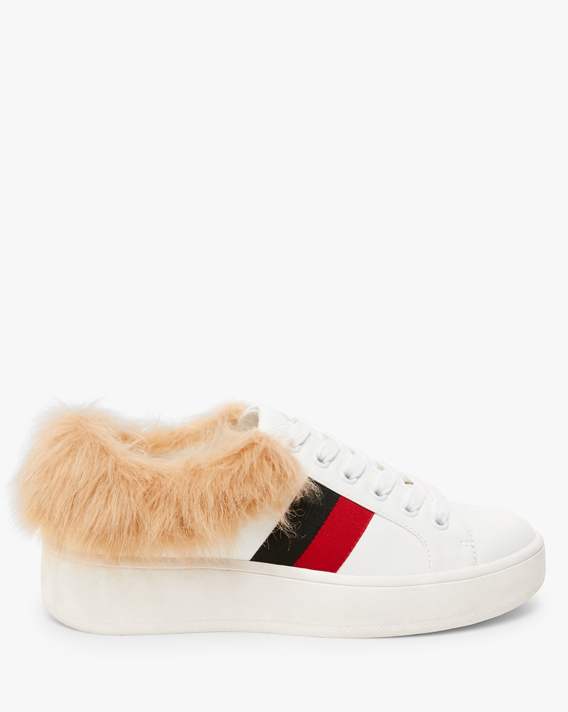 white shoes with fur