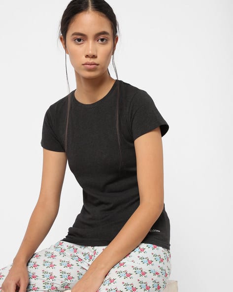 Buy Charcoal Tops Tshirts for Women by FRUIT OF THE LOOM Online