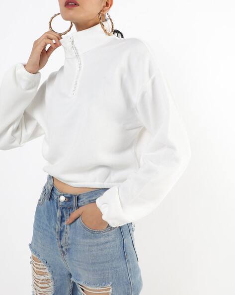 cropped high neck sweatshirt